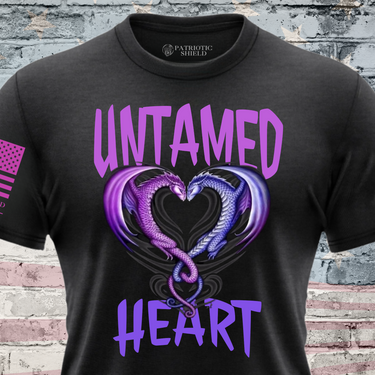 Fierce Patriotic Dragon Heart Graphic Tee for Women